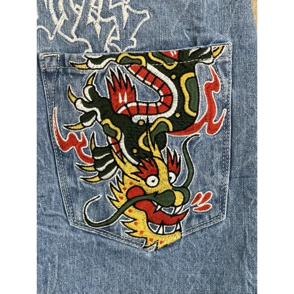 Ninth Hall‎ Jeans Ambush Dragon Embroidered Y2K Skater Baggy Streetwear Graffiti